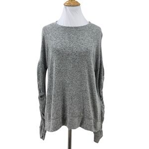 Caslon Knit Sweater Womens S Small Gray Cinch Sleeves Side Vent Long Sleeve Top